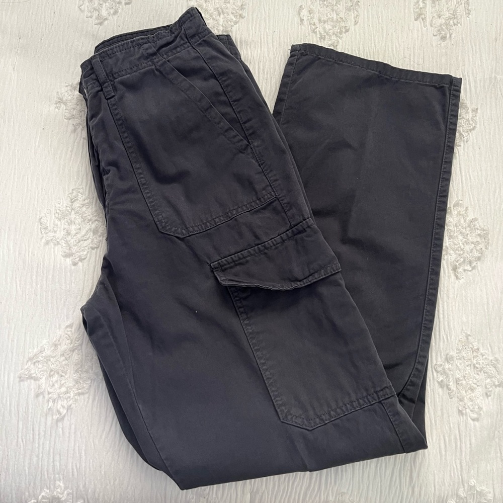 ZARA High Rise TRF Straight Leg Cargo Pants Navy Size 8